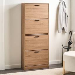 Wyld and Coco Shoe Storage Light Brown Four Closed Compartments Compact Hallway