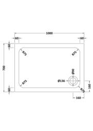Balterley Rectangular Shower Tray 1000x700mm in Grey - thumbnail 5
