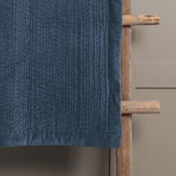 Voyage Maison Haze 100% Cotton Velvet Quilted Throw in Mid Blue - Size: 140 cm x 200 cm - thumbnail 2