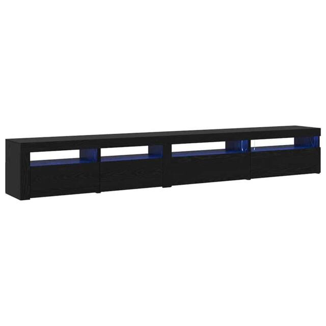 Berkfield Home 3 Piece TV Cabinet Set with LED Lights Black Oak Engineered Wood - image 1