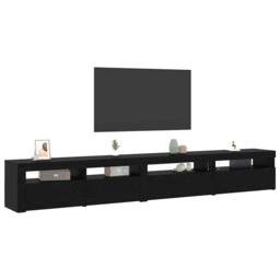Berkfield Home 3 Piece TV Cabinet Set with LED Lights Black Oak Engineered Wood - thumbnail 3