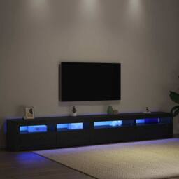 Berkfield Home 3 Piece TV Cabinet Set with LED Lights Black Oak Engineered Wood - thumbnail 5