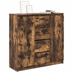 Berkfield Home Sideboard with Drawers Smoked Oak 100.5x35x98.5 cm Engineered Wood in Brown - thumbnail 4