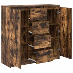 Berkfield Home Sideboard with Drawers Smoked Oak 100.5x35x98.5 cm Engineered Wood in Brown - thumbnail 5