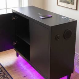 HOME LUXE INTERIOR Aura Black Gloss 2 Door Sideboard with LED & Bluetooth Speakers 110cm - thumbnail 5