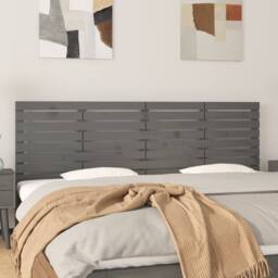 Berkfield Home Wall Headboard Grey 206x3x63 cm Solid Wood Pine - Size: 206 x 3 x 63 cm - thumbnail 2