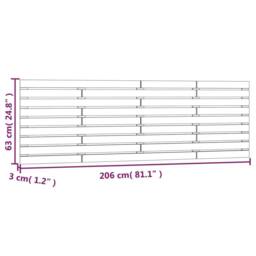 Berkfield Home Wall Headboard Grey 206x3x63 cm Solid Wood Pine - Size: 206 x 3 x 63 cm - thumbnail 8