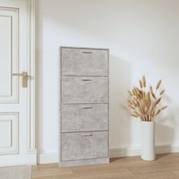 Berkfield Home Shoe Cabinet Concrete Grey 59x17x150 cm Engineered Wood - Size: 59 x 17 x 150 cm - thumbnail 3