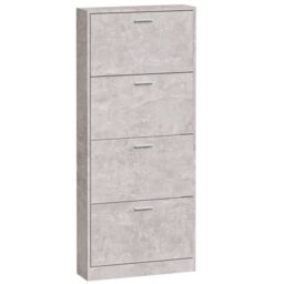 Berkfield Home Shoe Cabinet Concrete Grey 59x17x150 cm Engineered Wood - Size: 59 x 17 x 150 cm - thumbnail 5