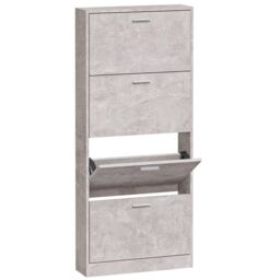 Berkfield Home Shoe Cabinet Concrete Grey 59x17x150 cm Engineered Wood - Size: 59 x 17 x 150 cm - thumbnail 2