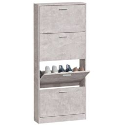 Berkfield Home Shoe Cabinet Concrete Grey 59x17x150 cm Engineered Wood - Size: 59 x 17 x 150 cm - thumbnail 4
