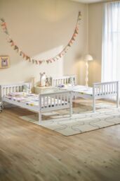 Home Discount Vida Designs Milan Detachable Bunk Bed Frame with Ladder Bedroom Kids Furniture in White - Size: Single - thumbnail 2