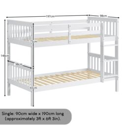 Home Discount Vida Designs Milan Detachable Bunk Bed Frame with Ladder Bedroom Kids Furniture in White - Size: Single - thumbnail 3