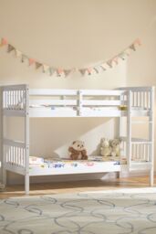 Home Discount Vida Designs Milan Detachable Bunk Bed Frame with Ladder Bedroom Kids Furniture in White - Size: Single