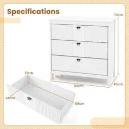 Gymax 3-Drawer Dresser Modern Chest of Drawers 3-tier Nightstand Cabinet in White - thumbnail 5