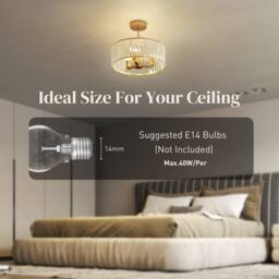 HOMCOM Semi Flush Mount Modern Crystal Chandelier Ceiling Light, Gold Tone - thumbnail 5