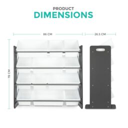 LIVIVO Children Plastic Bookshelf with 12 Containers in White - thumbnail 4