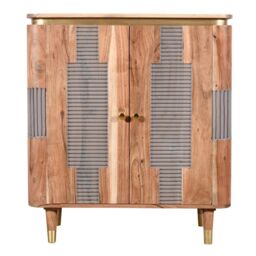 Indian Hub Wilton 2 Doors Sideboard - Acacia Wood - L40 x W80 x H95 cm in Brown - thumbnail 1