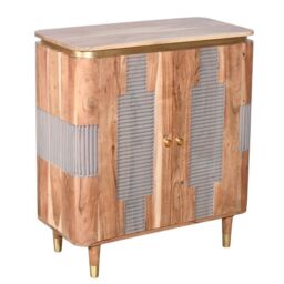 Indian Hub Wilton 2 Doors Sideboard - Acacia Wood - L40 x W80 x H95 cm in Brown - thumbnail 3