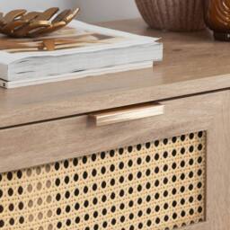 Birlea Rattan Chest of 5 Drawers Sark Brown Oak Mid Century Modern in Beige - thumbnail 4