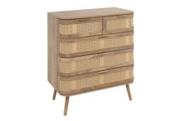 Birlea Rattan Chest of 5 Drawers Sark Brown Oak Mid Century Modern in Beige - thumbnail 8