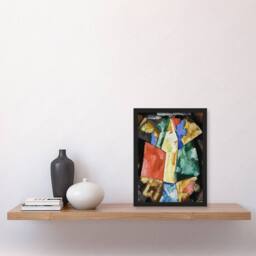 Artery8 Blue Yellow & Green Abstraction Hartley Framed Wall Art Print - Size: A4 - thumbnail 4