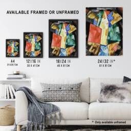 Artery8 Blue Yellow & Green Abstraction Hartley Framed Wall Art Print - Size: A4 - thumbnail 3