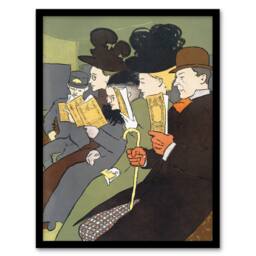"Artery8 People Reading Magazine on Train Vintage Framed Wall Art Print Penfield - Size: W12"" x H16""" - thumbnail 1