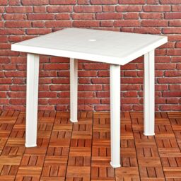 EONLION White Square Garden Plastic Lightweight Table Patio Deck Outdoor Furniture - thumbnail 1