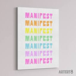 "Artery8 Manifest Manifest Manifest Colourful Modern Canvas Wall Art Print - Size: W12"" x H16""" - thumbnail 2