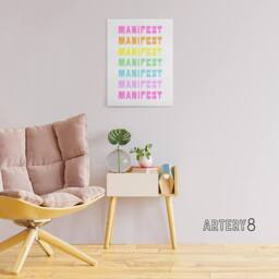 "Artery8 Manifest Manifest Manifest Colourful Modern Canvas Wall Art Print - Size: W12"" x H16""" - thumbnail 3