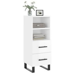 Berkfield Home Sideboard High Gloss White 34.5x34x90 cm Engineered Wood - thumbnail 3