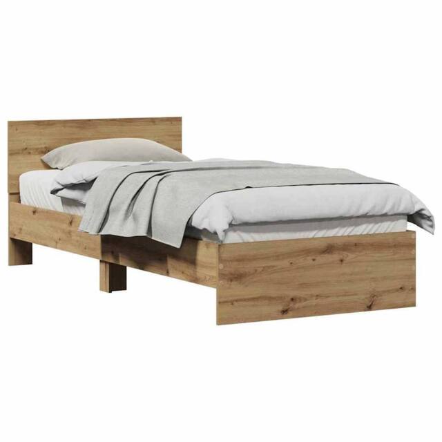 Berkfield Home Elegant Bed Frame Artisan Oak 90x190 cm Engineered Wood in Brown - image 1