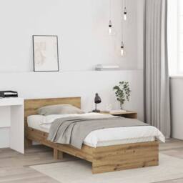 Berkfield Home Elegant Bed Frame Artisan Oak 90x190 cm Engineered Wood in Brown - thumbnail 4