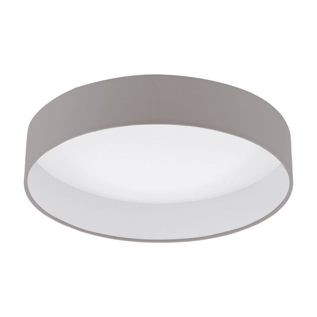 Loops Flush Ceiling Light Colour White Shade Taupe Fabric Bulb LED 18W Included - image 1
