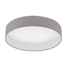 Loops Flush Ceiling Light Colour White Shade Taupe Fabric Bulb LED 18W Included
