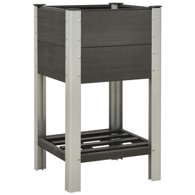 Berkfield Home Garden Raised Bed with Shelf 50x50x90 cm WPC Grey - Size: 50 x 50 x 90 cm - image 1