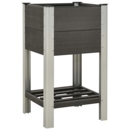 Berkfield Home Garden Raised Bed with Shelf 50x50x90 cm WPC Grey - Size: 50 x 50 x 90 cm - thumbnail 1