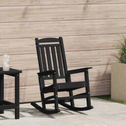 Berkfield Home Garden Rocking Chair Black 70x92x108 cm HDPE - Size: 70 x 92 x 108 cm - thumbnail 2