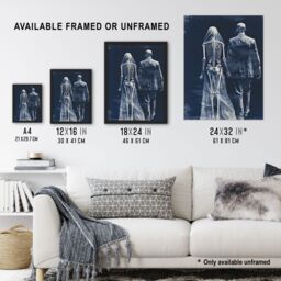 Artery8 Wall Art Print Until Death Do Us Part Skeletal Love Framed Picture in Blue - Size: A4 - thumbnail 3