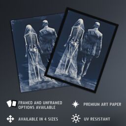 Artery8 Wall Art Print Until Death Do Us Part Skeletal Love Framed Picture in Blue - Size: A4 - thumbnail 2