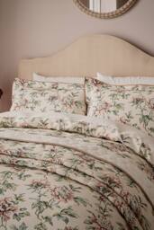 V&A 'Peony Blossom' Cotton Duvet Cover Set in Light Pink - Size: Single - thumbnail 2