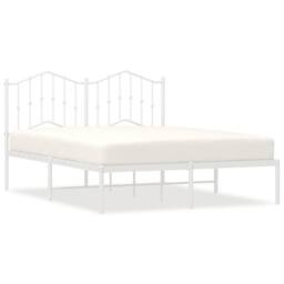 Berkfield Home Metal Bed Frame with Headboard White 150x200 cm King Size - thumbnail 2