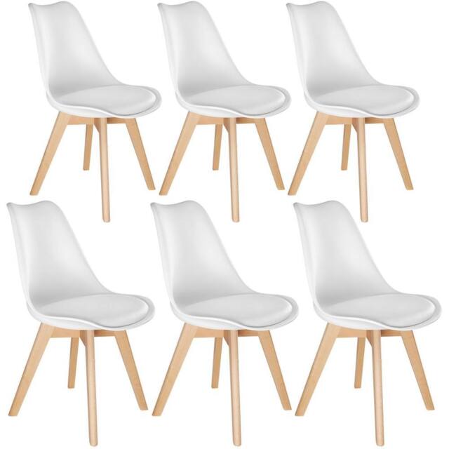 tectake Dining Chair Set Frederikke Set Of 6 - White - Size: 6 Pack - image 1