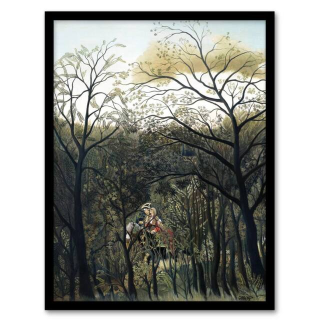 "Artery8 Rendezvous in the Forest Rousseau Vintage Framed Wall Art Print in Green - Size: W12"" x H16""" - image 1