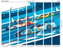 Origin Murals Sports Cars Wall Mural in Blue - Size: W350 cm x H280 cm - thumbnail 3