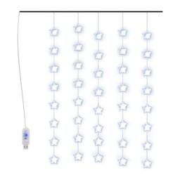 Berkfield Home LED Star Curtain Fairy Lights 200 LED Blue 8 Function - thumbnail 2