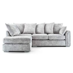 Furnishings For Less UK Chiswick Fabric Corner Sofa Silver Fox with Footstool - Left Hand Facing in Grey - thumbnail 2