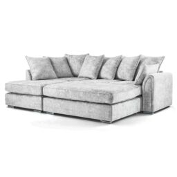 Furnishings For Less UK Chiswick Fabric Corner Sofa Silver Fox with Footstool - Left Hand Facing in Grey