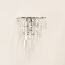 ValueLights Kelsks Pair of Chrome with Droplets Chandelier Style Flush Wall Lights in Silver - thumbnail 3
